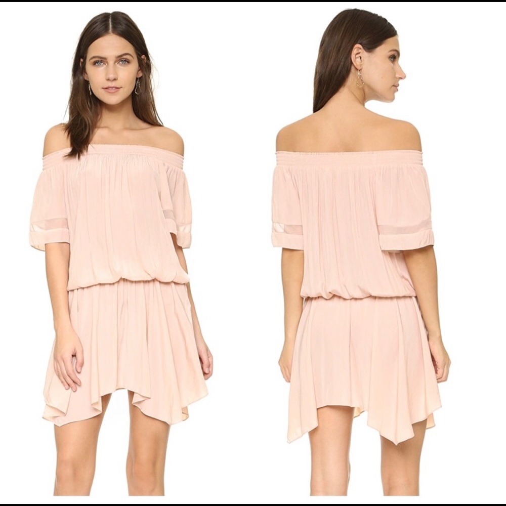 Ramy Brook Blush Pink Off-the-Shoulder Mini Dress